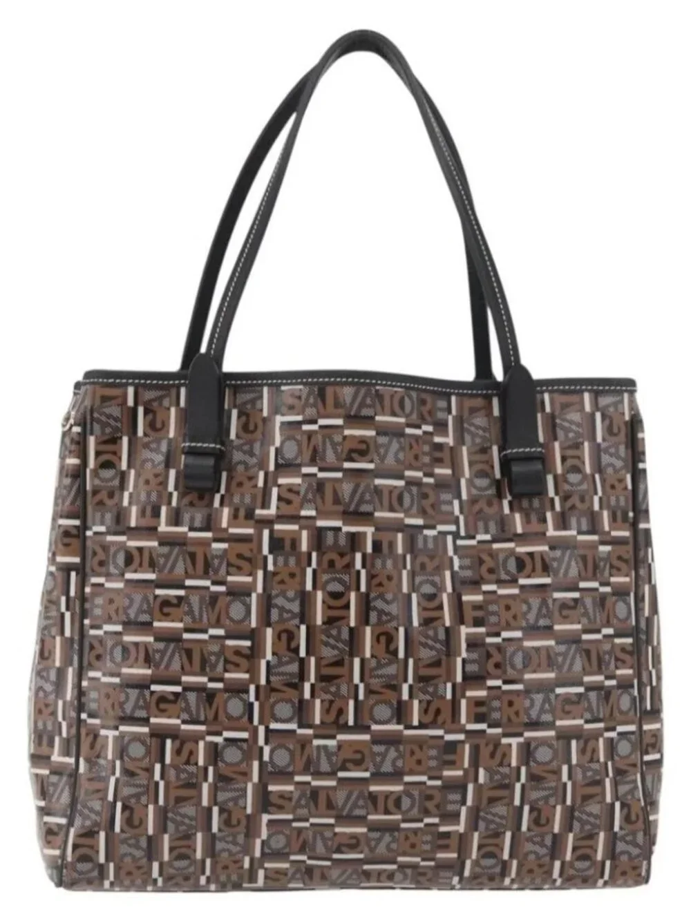 Salvatore Ferragamo Tote Bag PVC Brown Auth BA11865